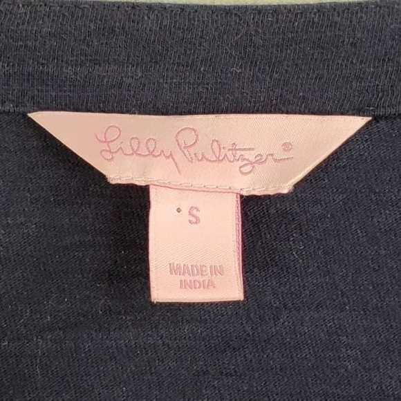 Lilly Pulitzer Amelia Island Stretch Tunic Beaded Trim Navy Blue Women’s Small - Picture 4 of 7